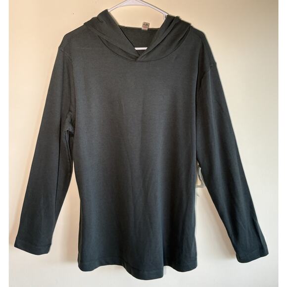 Mono B Hoodie Waffle Knit Green Long Sleeve Pullover Top Cozy Soft 1X - Picture 8 of 12